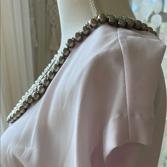 DVF Diane Von Fustenberg Acedia silver ball pastel pink blouse - Picture 5 of 11